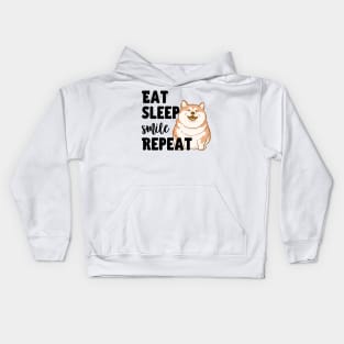 Eat Sleep Smile Repeat Fat Shiba Inu Akita Inu Kids Hoodie